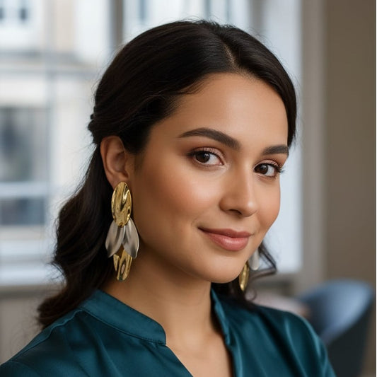 Chic Dual-Tone Petal Drop Earrings