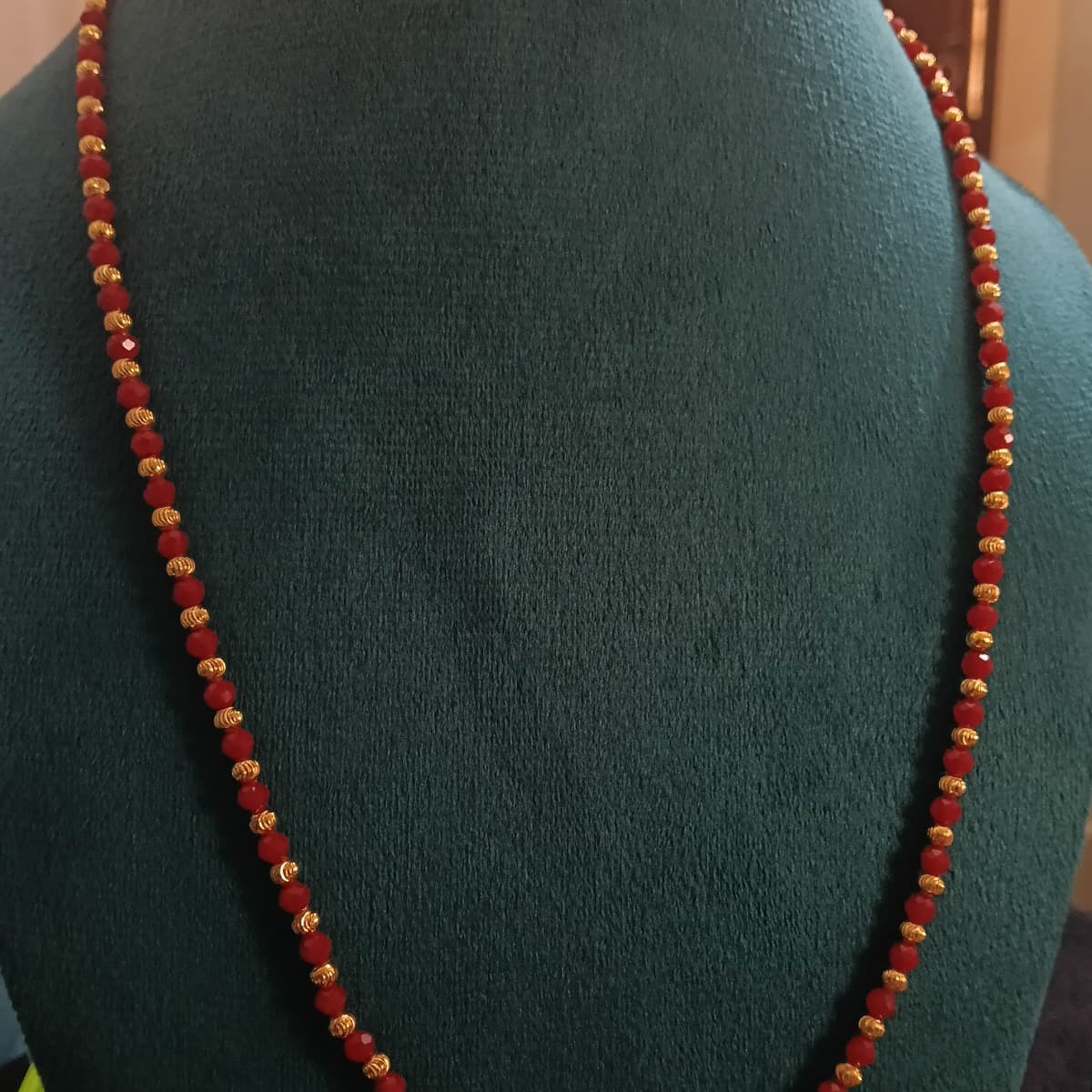 Festive Red and Gold Beaded Necklace