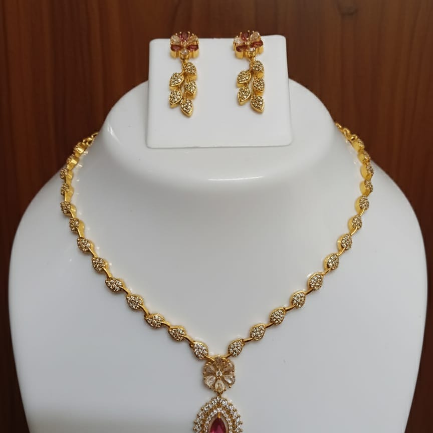 Gold-Toned Necklace and Earring Set