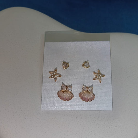 Gold Beach-Themed Earring Combo Set