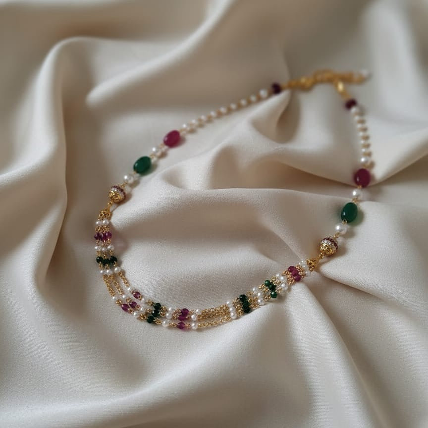 Multi-Strand Pearl and Bead Necklace