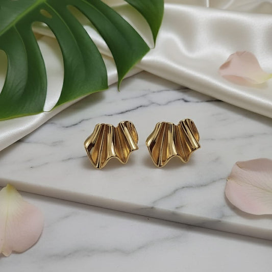 Golden Wave Statement Studs