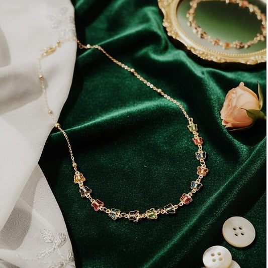 Vibrant Jewel-Toned Butterfly Chain