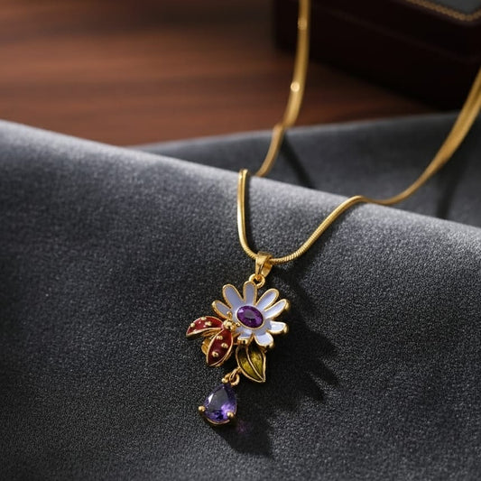 Whimsical Floral Garden Pendant Necklace
