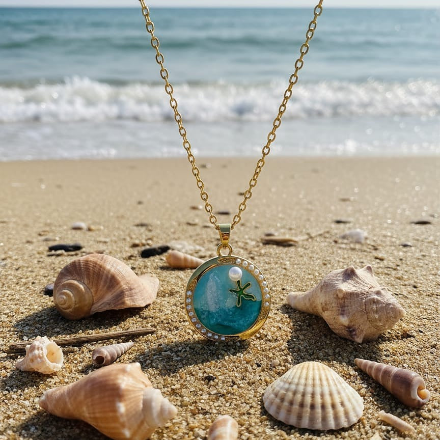 Dolphin Enamel Circle Pendant Necklace