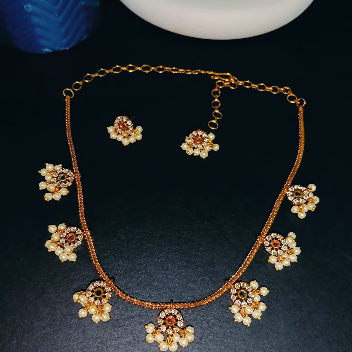 AD Chakra Guttapusalu Multicolour Neckalce Set