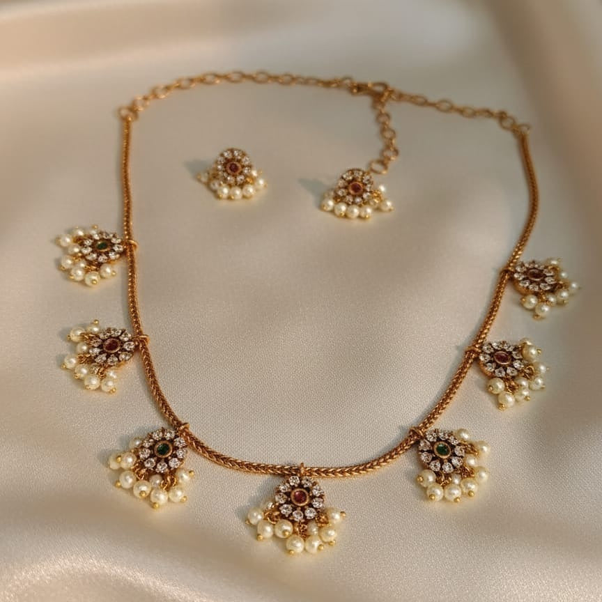 AD Chakra Guttapusalu Multicolour Neckalce Set