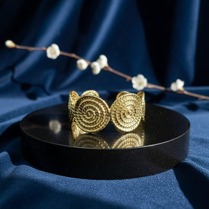 Artisan Gold Spiral Disc Cuff Bangle