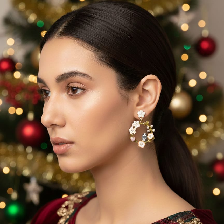 Blossom Bird Hoop Earrings