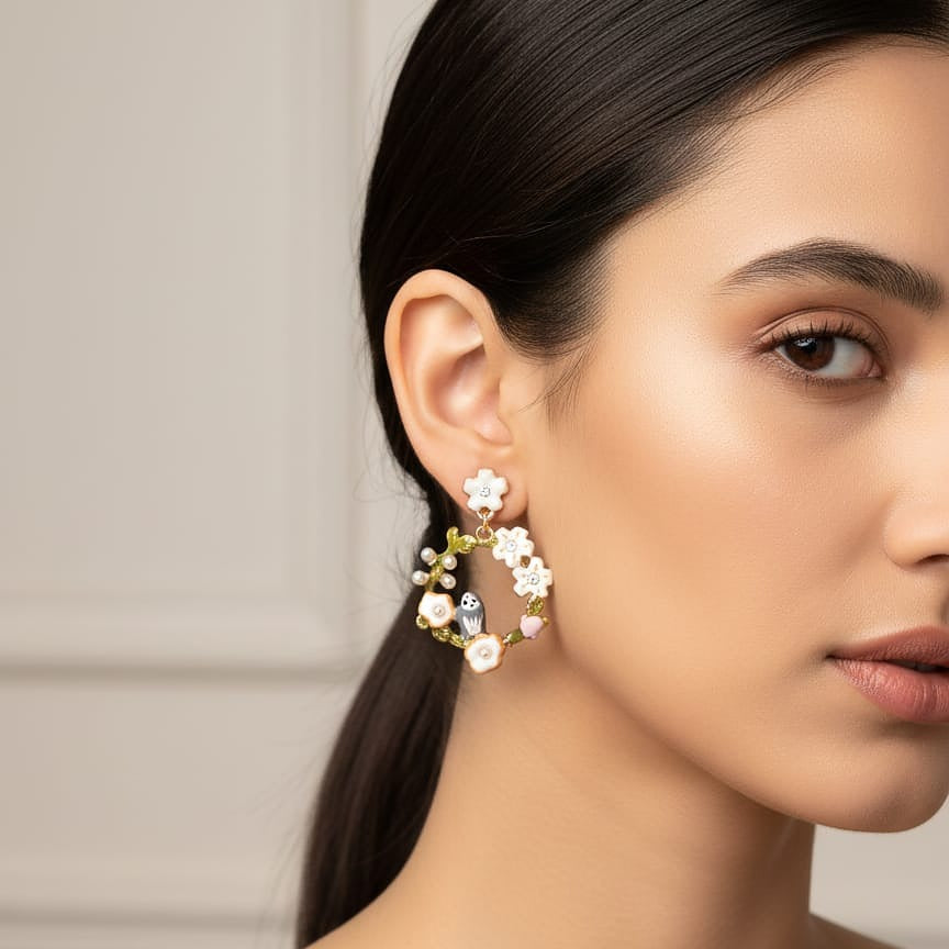 Blossom Bird Hoop Earrings