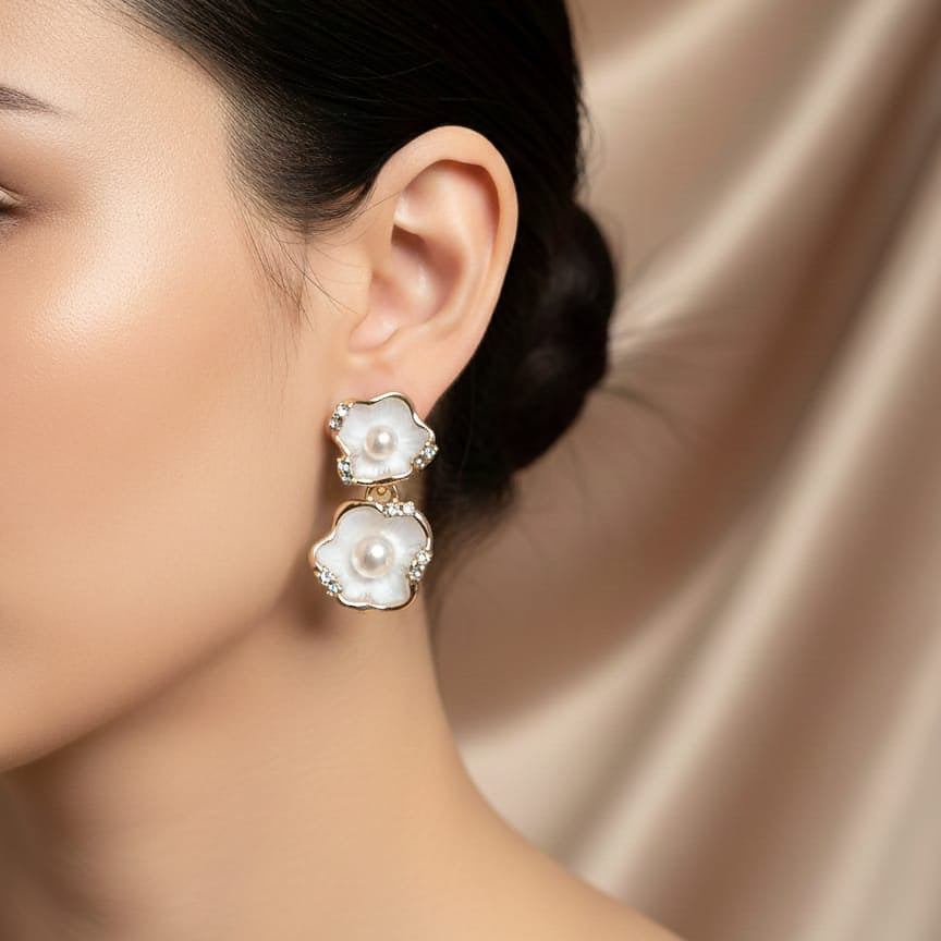 Pearl Blossom Drop Earrings