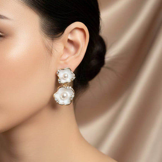 Pearl Blossom Drop Earrings