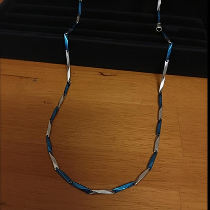 Blue and Silver Faceted Bar Necklace