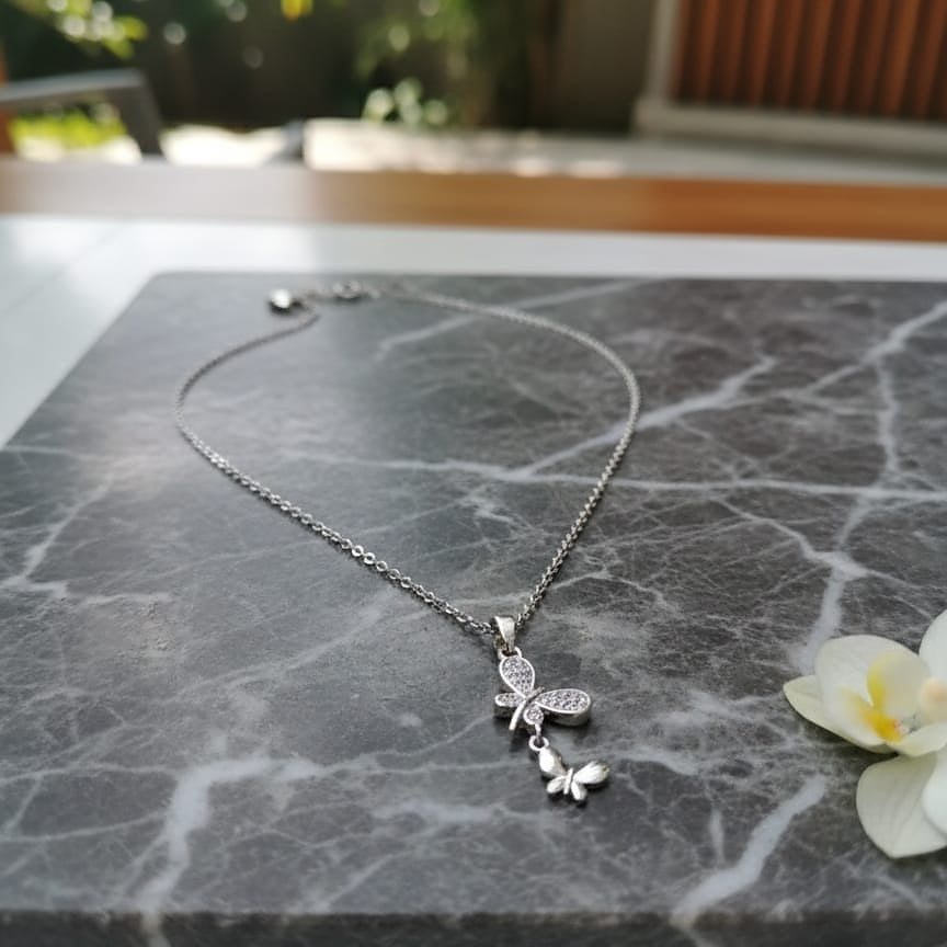 Silver necklace with butterfly pendant 