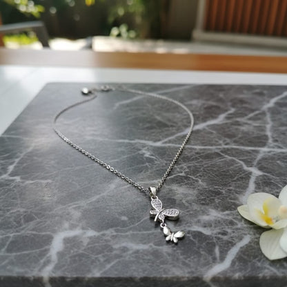 Silver necklace with butterfly pendant 