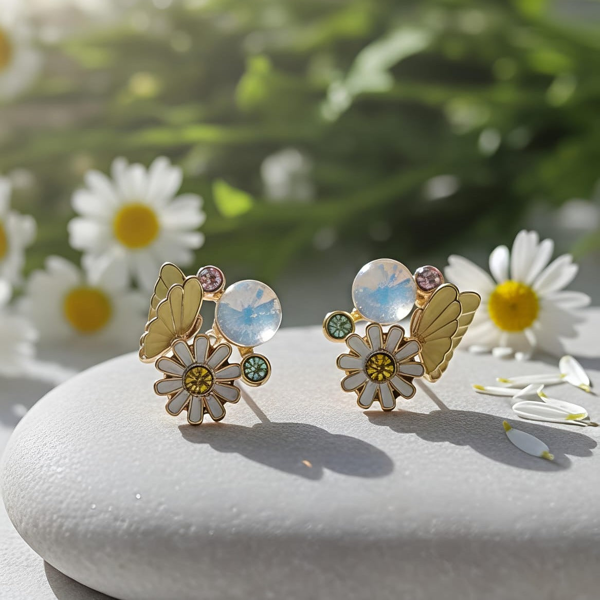Daisy Bloom Butterfly Studs