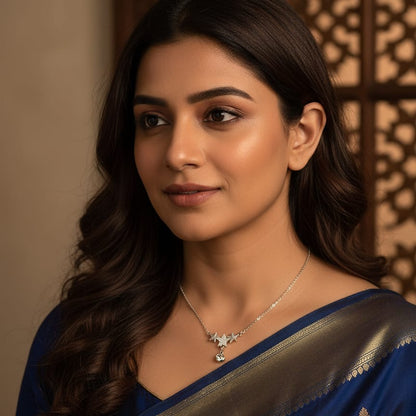 CZ Star and Drop Silver Choker Necklace