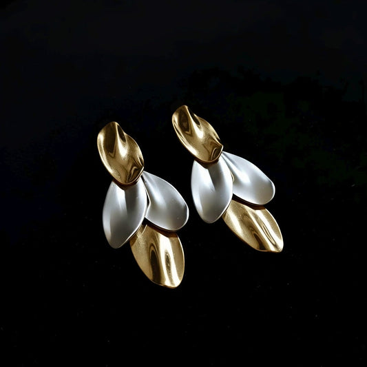 Chic Dual-Tone Petal Drop Earrings