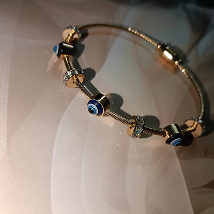 Chic Evil Eye Beaded Cable Bangle