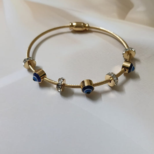Chic Evil Eye Beaded Cable Bangle
