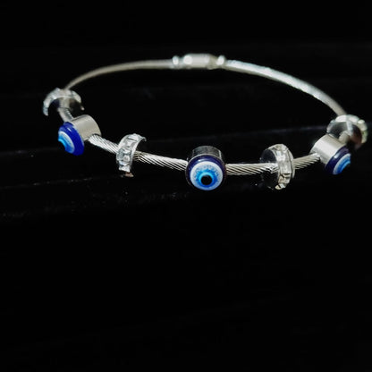 Chic Evil Eye Beaded Cable Bangle