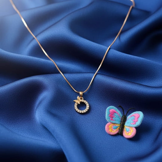 Gold necklace with a circular pendant 