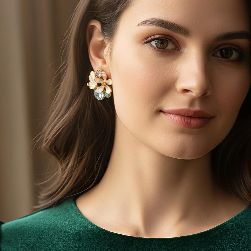 Elegant Floral Cluster Stud Earrings