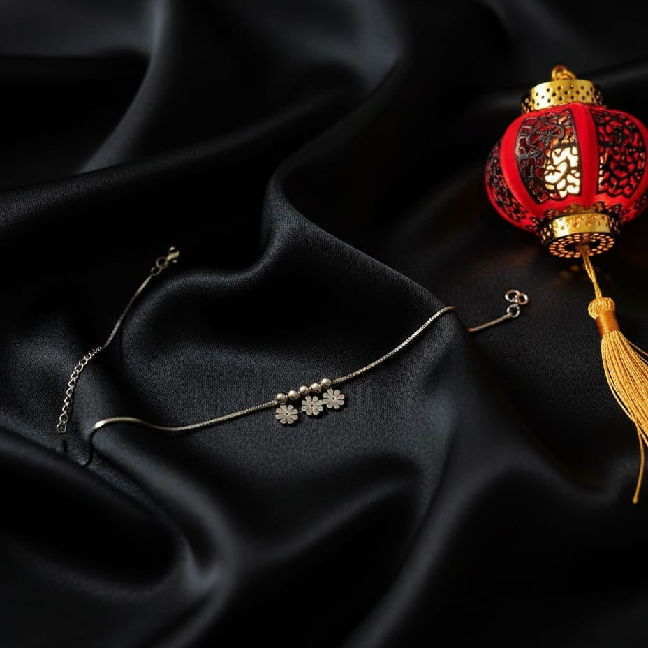 Dainty Silver-Tone Flower Charm Bracelet