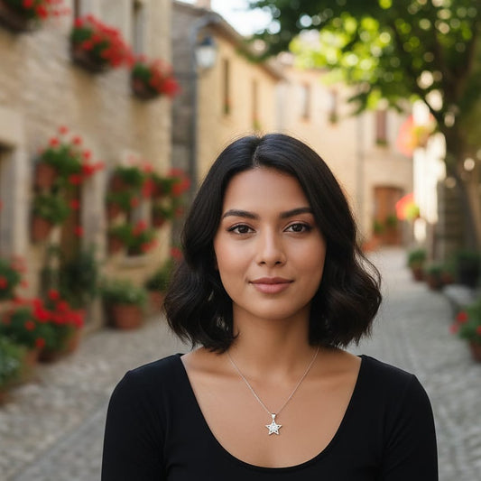 Dainty Sterling Silver-Toned Solitaire Star Pendant Necklace