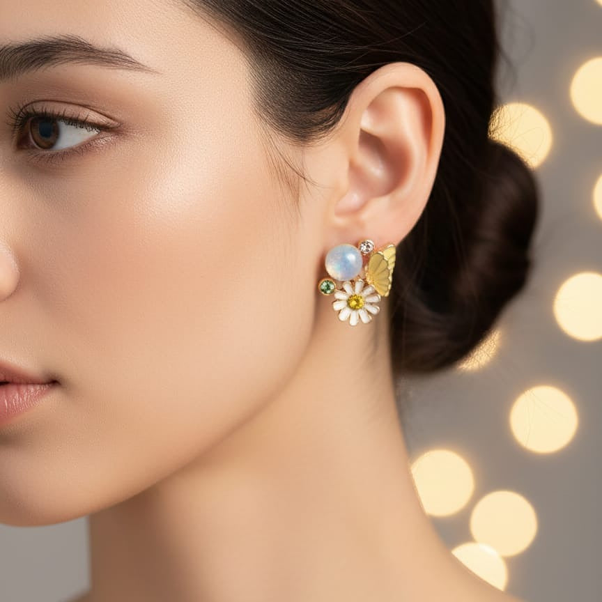 Daisy Bloom Butterfly Studs