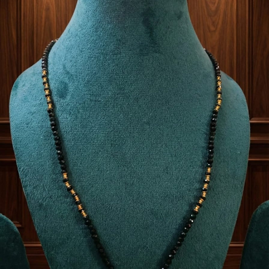 Elegant Black Crystal and Gold Beaded Necklace