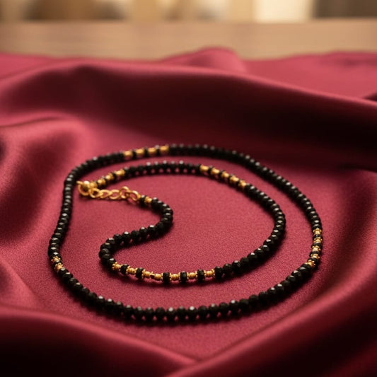 Elegant Black Crystal and Gold Beaded Necklace