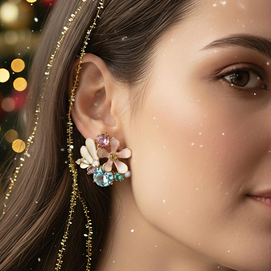 Elegant Floral Cluster Stud Earrings