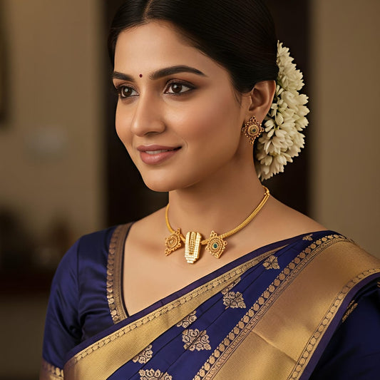 Elegant Gold Temple Necklace Set