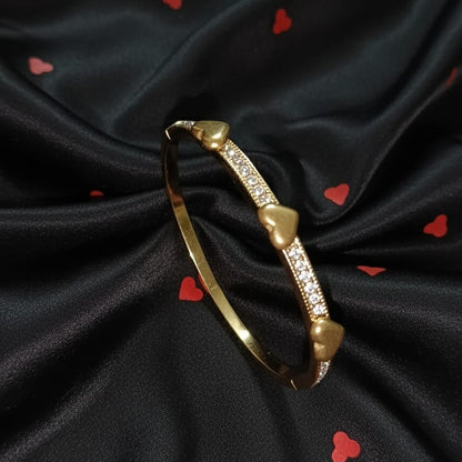 Elegant Pave Heart Row Bangle