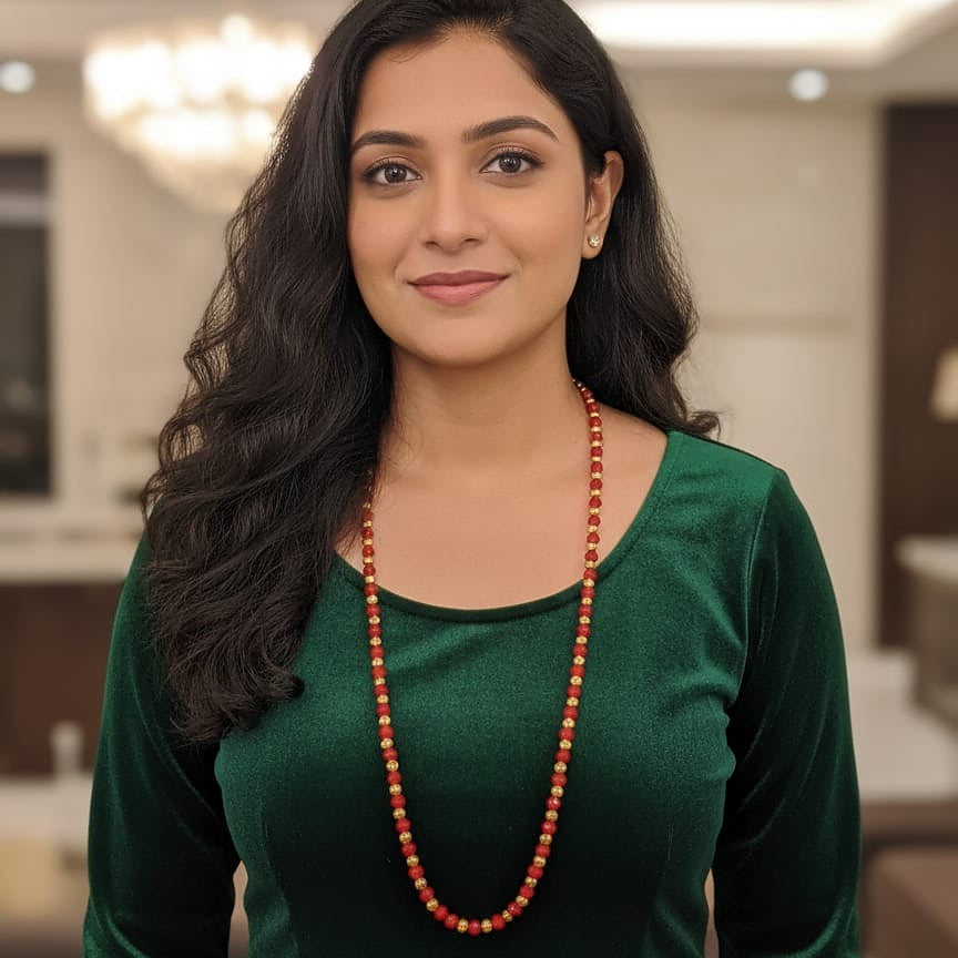 Festive Red and Gold Beaded Necklace
