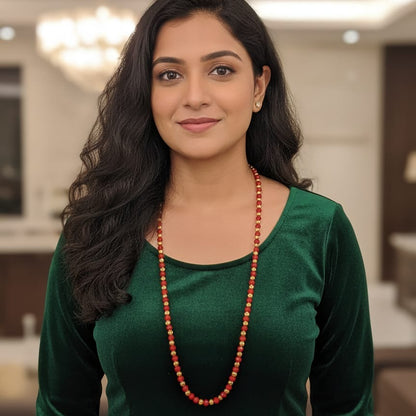 Festive Red and Gold Beaded Necklace