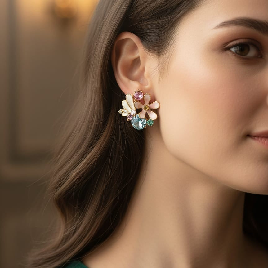 Elegant Floral Cluster Stud Earrings