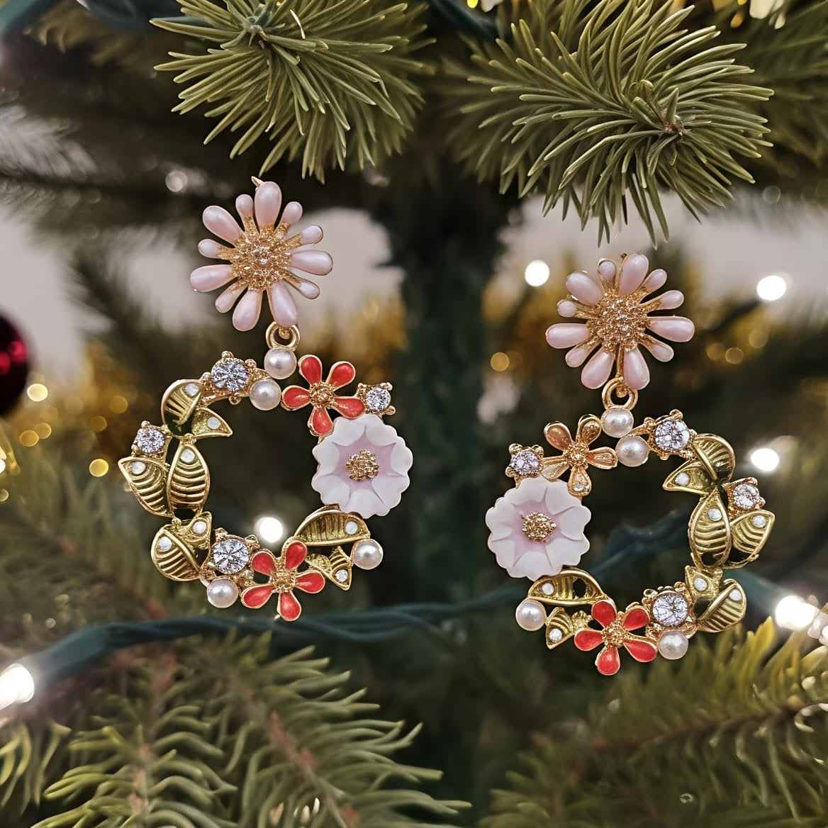Floral Wreath Drop Earrings