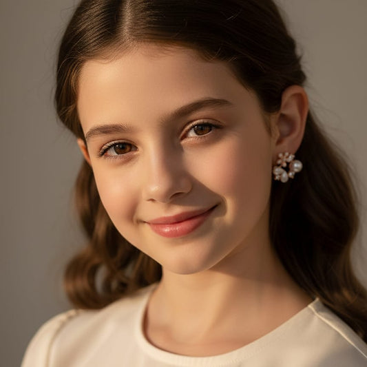 Floral & Pearl Stud Earrings