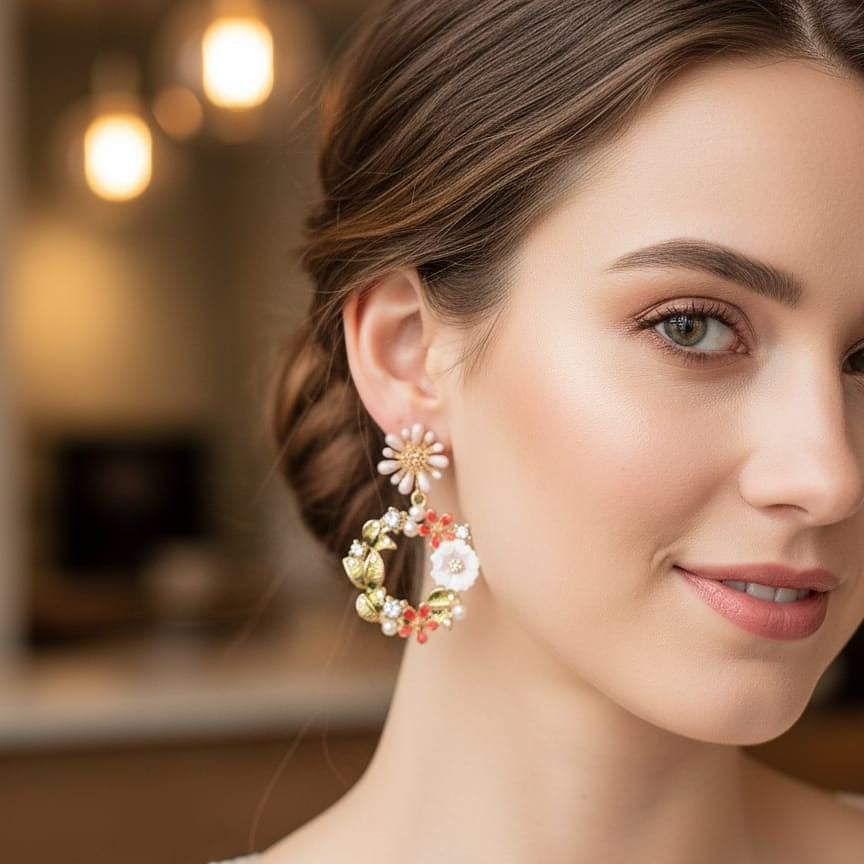 Floral Wreath Drop Earrings