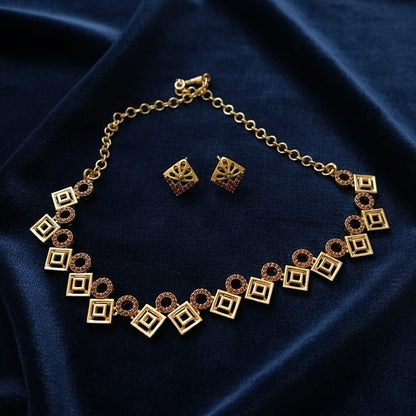 Geometric Squares & Circles Choker Set