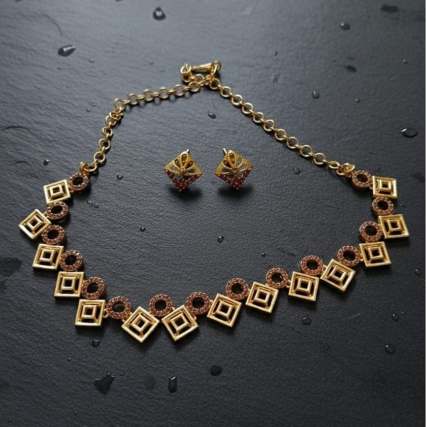 Geometric Squares & Circles Choker Set