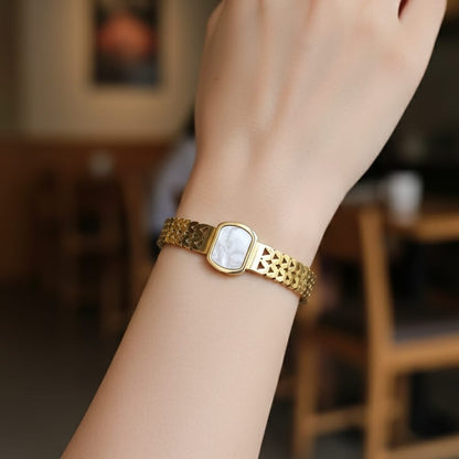 Gold-Tone Bracelet with Mother-of-Pearl Face