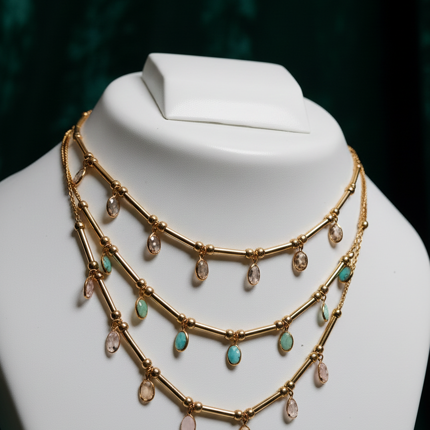 Gold-Tone Gemstone Necklace