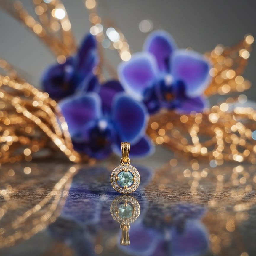 Gold-Tone Round Halo Pendant