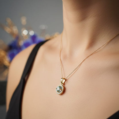 Gold-Tone Round Halo Pendant