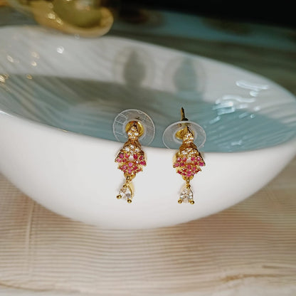 Gold and pink earrings