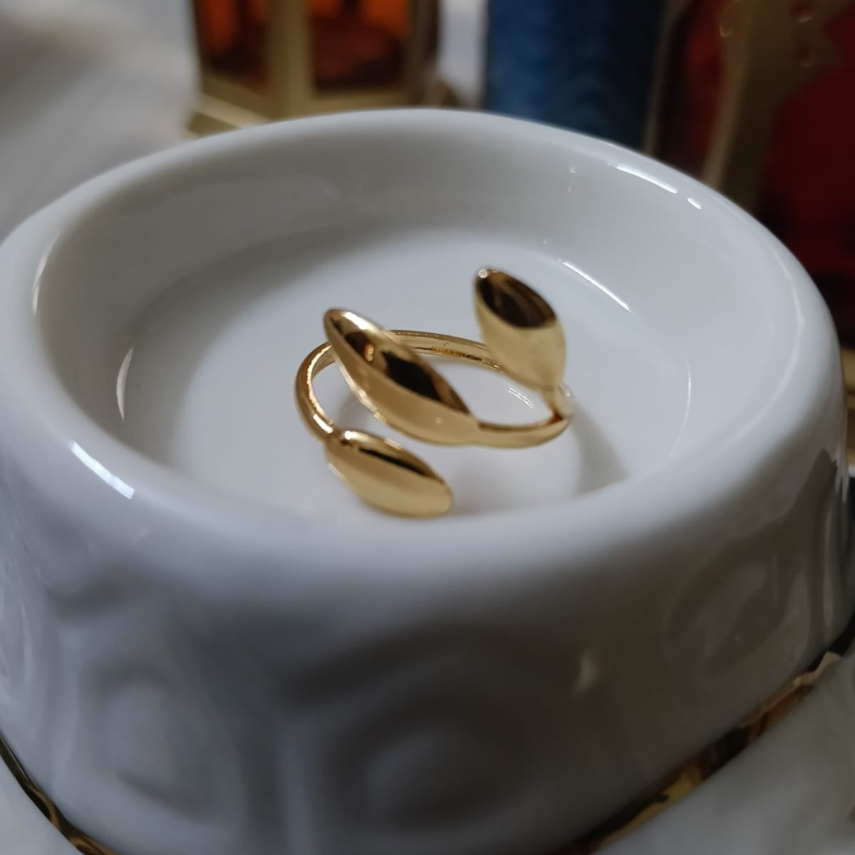 Gold-Toned Abstract Leaf Ring