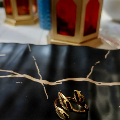 Gold-Toned Abstract Leaf Ring